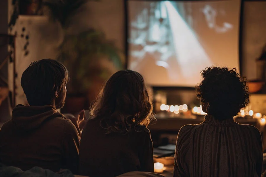 projector tv in living room